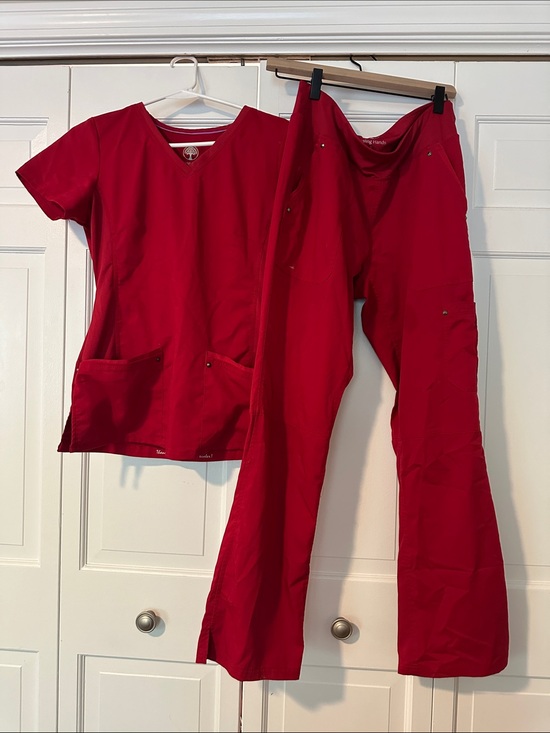 healing hands Pants - Healing Hands Women’s Red Scrub Top & Pants Set - Professional Medical Wear